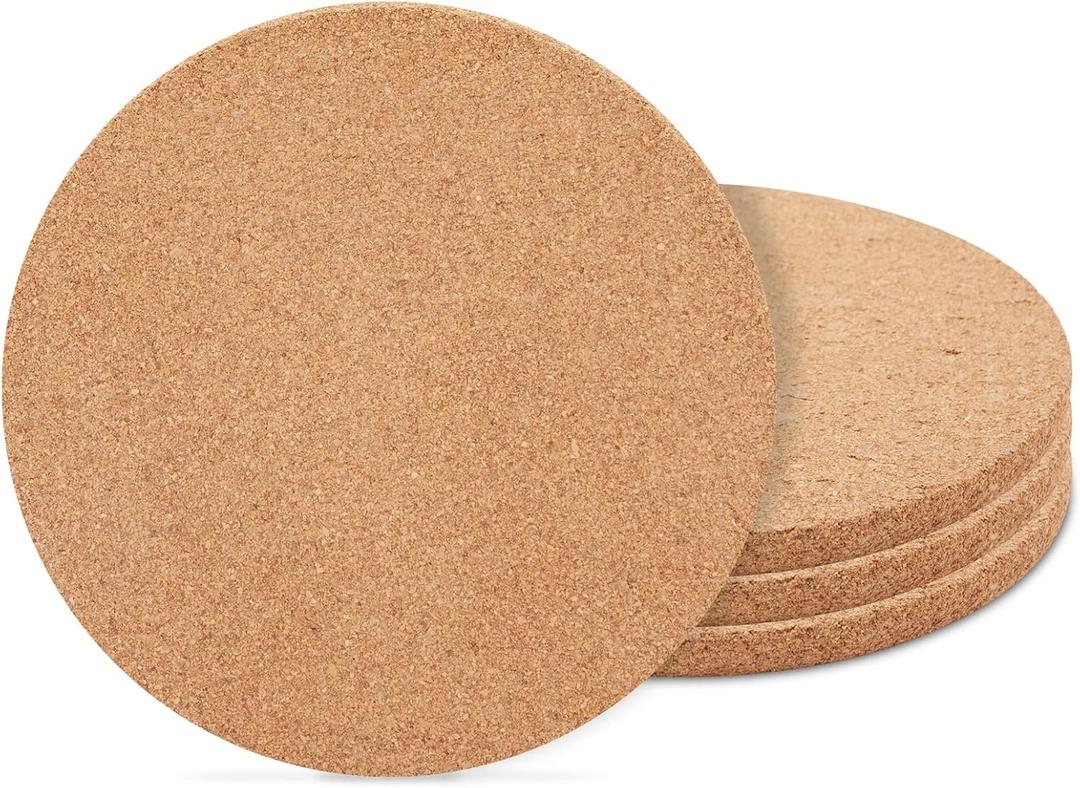 Juvale Trivets for Hot Dishes - 4-Pack, 9 in x 0.5 in, Brown - Heat Resistant Countertop Cork Pads & Corkboard Circles for Pot & Pan Protection