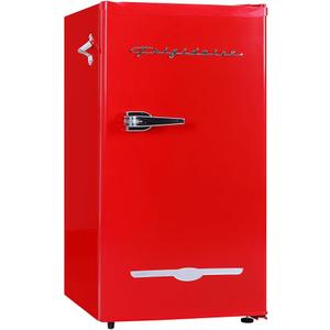 Frigidaire Retro Compact Fridge with Chiller, 3.2 cu ft Countertop Fridge with Built-In Bottle Opener, Compact Refrigerator for Office, Bedroom, Dorm Room or Cabin - 16.5" D x 19" W x 31" H (Red)