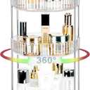 360 Rotating Makeup Organizer, 3 Tier Large Capacity Lazy Susan Bathroom Counter Organizer, Skincare Organizers, Spinning Perfume Organizer & Vanity Organizer Countertop (Silver Clear, 3 Tier)