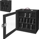 Cell Phone Holder Classroom 33 Slots Wooden, Pocket Chart Storage Cabinet with Handle and Security Lock for Cell Phone, Phone Lock Box for Classroom, Black