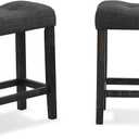 Roundhill Furniture Sora Button Tufted Counter Height Saddle Stools, Set of 2, Gray