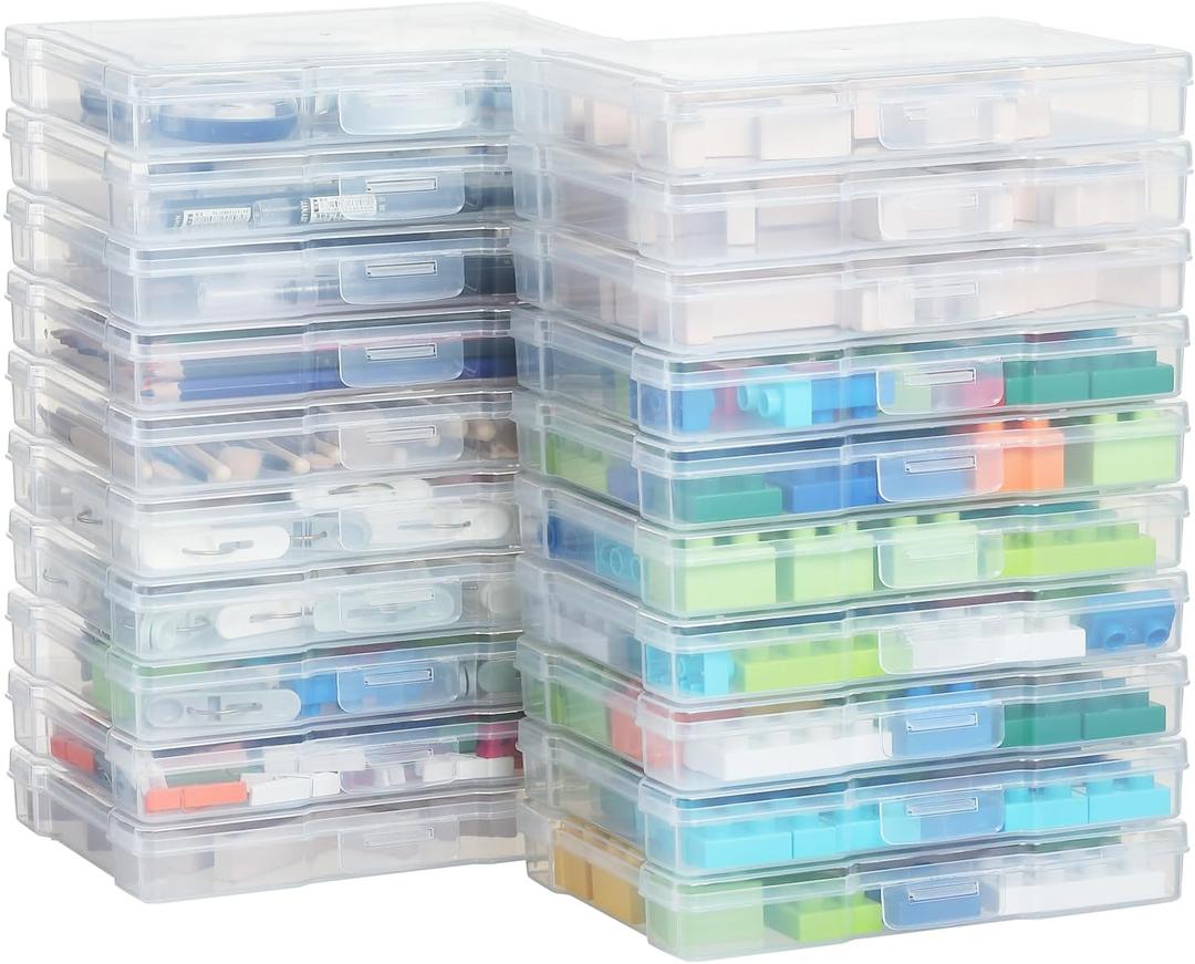 5x7 Photo Storage Cases, Plastic Craft Storage Container, Acid-Free Box for Pictures, Crafts, Scrapbooking, Photo Keeper (20)