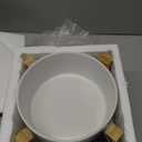 Ceramic Elevated Raised Cat Bowl with Wood Stand No Spill Pet Food Water Feeder Cats Small Dogs (Medium, White)