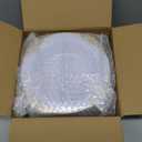 Nervure 50 Pack White Plastic Bowls with Gold Rim - 12oz Disposable Soup Bowls - Heavy Duty Dessert Bowl, Salad Bowl Perfect for Weddings, Parties, Mothers Day
