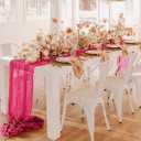 12Pack Hot Pink Table Runner 10Ft Cheesecloth Table Runner Boho Gauze Table Runners Long Cheese Cloth Table Runners for Wedding Party Bridal Shower Thanksgiving Christmas