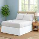 Premium Queen Size Bed Skirt by Comfort Beddings 100% Cotton Blend, 11" Drop Length, Split Corner, Tailored Fit, Elegant Pleated Style, White
