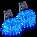 JMEXSUSS 2 * 200 LED Blue Solar Rope Lights, 66ft IP 65 Waterproof Solar String Light Outdoor, 8 Modes Christmas Lights for Camp Trampoline Ladder Slide Tent
