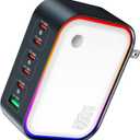 450W 6-Port Foldable GaN USB C Wall Charger, All-in-One Charging Station with Color LED | 100W PD Fast Charging Block for MacBook, iPhone, iPad and More | Ideal for Home,Travel,Office Use