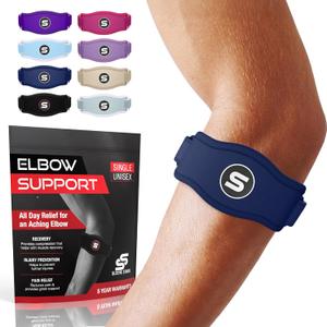 Sleeve Stars Tennis Elbow Brace for Women - Adjustable Tennis Elbow Strap, Golfers Elbow Brace for Men, Counterforce Brace for Tendonitis Relief, Fits 9"-23" (Single/Navy Blue) (One Size)