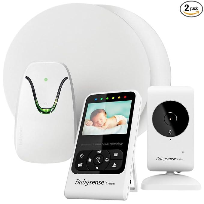 Babysense Video & Movement Monitor - Video Baby Monitor with Motion Detection Bundle Pack - Video Monitor V24R with Babysense 7 Under-The-Mattress Monitor