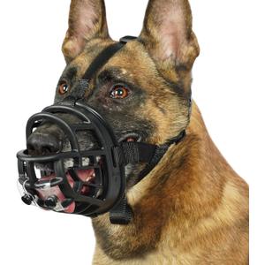 Mayerzon Dog Muzzle for Biting Chewing Scavenging, Basket Muzzle for Large Medium Small Dogs German Shepherd Doberman Husky Beagle, Cage Mouth Guard with Stopper for Grooming Walking Training (Size 6-(Snout Cir:12"-13"))