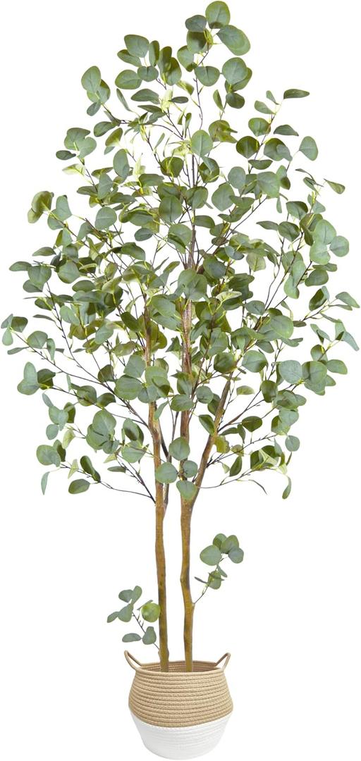 Warmplants Artificial Eucalyptus Tree, 6ft Tall Faux Eucalyptus Plant with Basket for Home Office, 72'' Fake Tree for Indoor Outdoor Livingroom Garden Floor Dcor