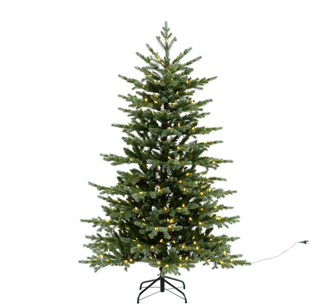7 Feet Artificial Christmas Tree with 3156 Lush PVC and 400 Warm White LED Lights-M