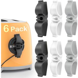 Cord Organizer for Kitchen Appliances-6 Pack, Appliance Cord Organizer stick on, Small Kitchen Appliances Cord keeper, Adhesive Cord Holder, Cord Winder for Pressure Cooker, Stand Mixer (2*Black+2*White+2*Grey)