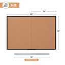 Board2by Cork Board Bulletin Board 36 x 48, Foldable Notice Pin Board for Wall, Black Aluminum Framed 4x3 Corkboard, Large Wall Mounted Office Board with 36 Push Pins for School & Home