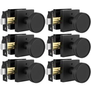 Goldenwarm Interior Door Knobs Black, Zinc-Alloy Modern Matte Black Door Knob Privacy Door Knobs Interior for Bedroom Bathroom, Heavy Duty Square Modern Doorknobs - 6 Pack