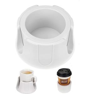 Anti-Spill Cup Holder, Drink Coaster with Anti-Slip Mat Fits Drink for Home Office Outdoors (White)