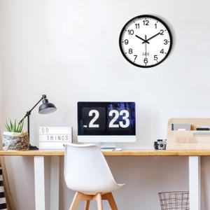 XFM 2 Pack Black Wall Clock 8 Inch Silent Wall Cloks Battery Operated Modern Classic Small Analog Clock for Kitchen Classroom Home Office