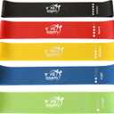 Fit Simplify Resistance Loop Exercise Bands with Instruction Guide and Carry Bag, Set of 5 (Assorted)