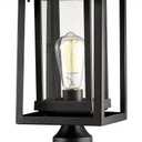 Beionxii Outdoor Post Light, Large Exterior Lamp Post Light Pier Mount Lantern with Base, Black Cast Aluminum w/Clear Glass (19" x 9") - A197P-1PK, Extra Large