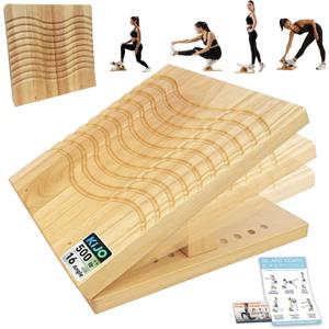KIJO Studio Professional Wooden Calf Stretcher Slant Board 550 lbs Weight Capacity 16-Angle Adjustable Incline Calf Stretch Slant Board for Calf Stretching Exercise Squat & Physical Therapy Non-Slip