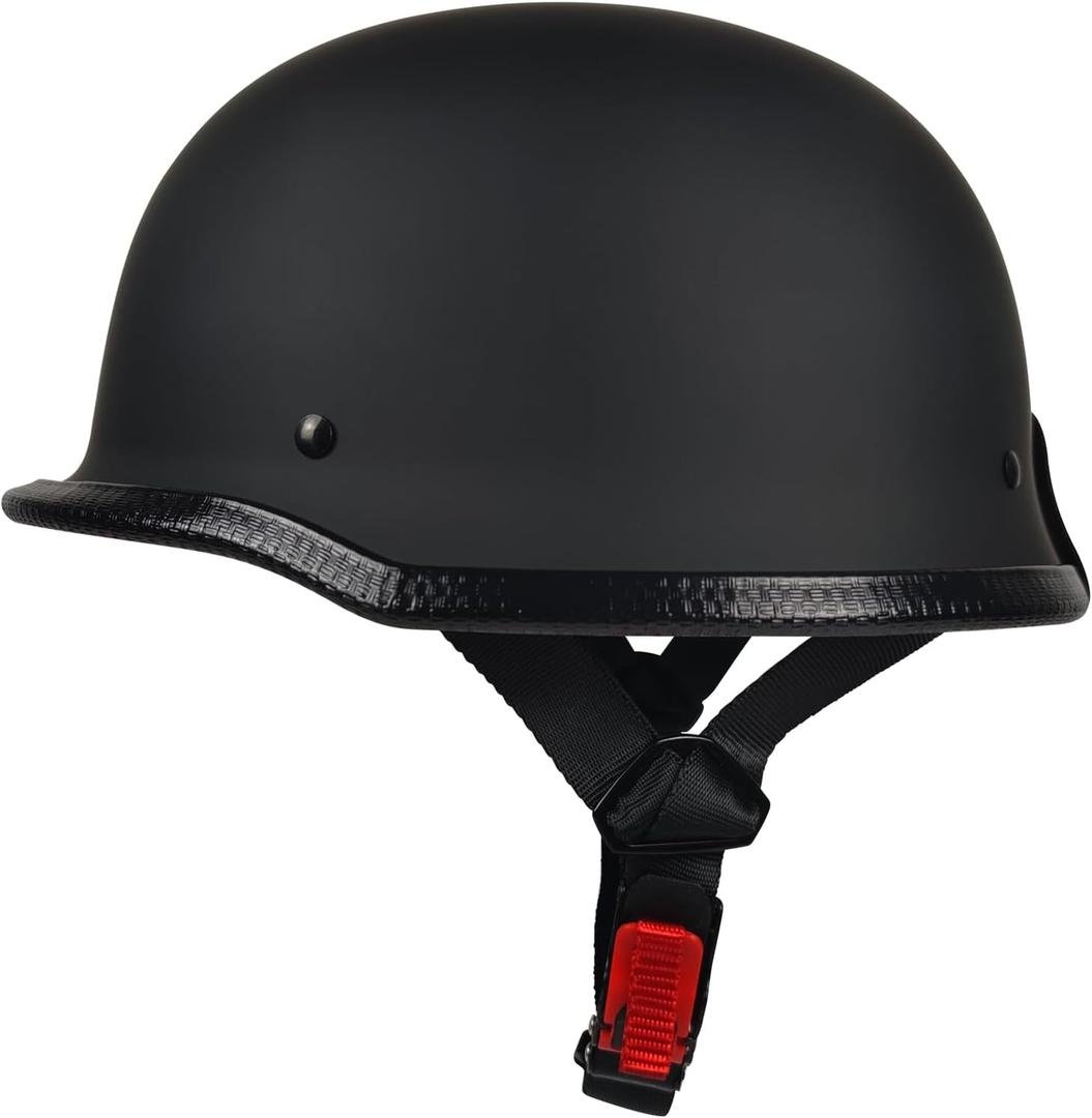 German Style Motorcycle Helmet,Heavy Duty Oversized Half Helmet Open Face DOT Approved, Suitable for Men with Large Head Circumference (Matte Black, Medium)