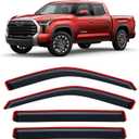 in-Channel Rain Guards for 2022-2026 Toyota Tundra CREWMAX ONLY, Window Visor Shields Vent Deflector Shade Wind Dark Smoke 2023 2024 22 23 24 25, Tape-On Inside-Mount, 4PCS