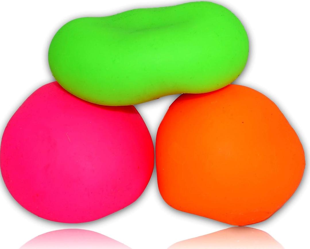 JA-RU Stretchy Ball (Pack of 3) The Original Dough Ball Fidget Toy Pack Stretchy Squishy Toys Bouncy Ball Set for Kids and Adults Soft Bounce Stress Ball Therapy Ball Doh Pull and Stretch 401-3C, Small
