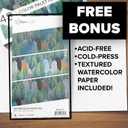 GenCrafts Watercolor Paint Palette 48 Premium Colors with Paper Pad - 2 Refillable Brush Pens - 15 Sheets of Water Color Paper