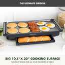 GreenPan Advanced 10.5x 20 Electric Griddle with Warming Drawer, Healthy Ceramic Nonstick PFAS-Free Coating, Temperature Control, Easy and Versatile Countertop Meals, Dishwasher Safe, Graphite