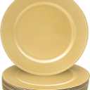 MAONAME 13" Gold Charger Plates Set of 12, Round Charger for Dinner Plates, Plate Chargers with Beaded Rim, Plastic Table Chargers for Wedding, Party