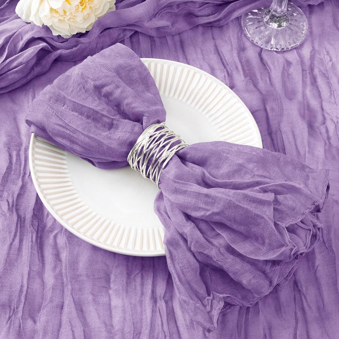 30 Pack Lavender Purple Cheesecloth Napkins Christmas Cloth Napkins Set of 30 Holiday Dinner Napkins Bulk 21x21 Inches for Wedding Bridal Shower Baby Shower Xmas Parties