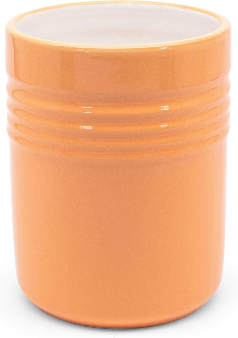 KooK Utensil Holder, Counter Holder for Kitchen, Ceramic, Premium Dining, Organizer, Countertop Decor, 5.3, Dishwasher Safe (Coral)