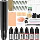 YBEAUTY Beginners Microblading Tattoo Gun Kit, Professional Cordless Tattoo Pen & Eyebrow Pencil Set for Makeup Supplies, 1400mAh Semi-Permanent Eyebrow Tattoo Machine with 50Pcs Needles (Black)