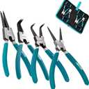 LIBRATON Snap Ring Pliers Set, 7-Inch Heavy Duty Internal/External Circlip Pliers Kit with Straight & Bent Jaw Tips, Spring-Loaded for Retaining Rings, Hoses, Gaskets, with Storage Case