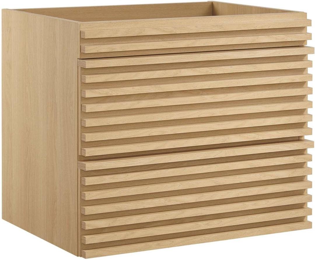 Modway Render 23.5" MDF Wood Wall-Mount Bathroom Vanity Cabinet in Oak