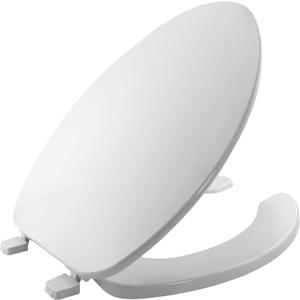 BEMIS 175 Commercial Open Front Plastic Toilet Seat, Heavy Duty Industrial Seat with Lid, Elongated, White