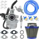 PZ19 Carburetor Carb Air Filter Fuel Line Kit for 50cc 70cc 90cc 110cc 125cc Tao Tao GK110 Baja SSR Apollo Coolster Chinese Kids Four Wheeler ATV Go Kart CRF50 XL70 Dirt Pit Bike Motor (BLUE)