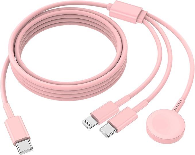 QZIIW Apple Watch Charger,Apple iWatch Magnetic Fast Charger to USB C Cable,3 in 1 Multi Charging Cable 6 FT Compatible with Watch Series Ultra 3/2/SE/11/10/9/8/7/6/5/4/3/2/1,iPhone 17/16/15/14/13/12