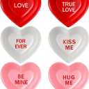 6 Pcs Valentine's Day Dishes Heart Candy Dishes Dessert Fruit and Snack Plates for Party Valentine's Day Wedding Home Decoration