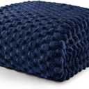 Exclusivo Mezcla Fleece Twin Blanket for Bed, Extra Large Fuzzy Navy Blue Bed Blankets, Soft Cozy Plush Sofa Throws for All Seasons, 60x80 Inches