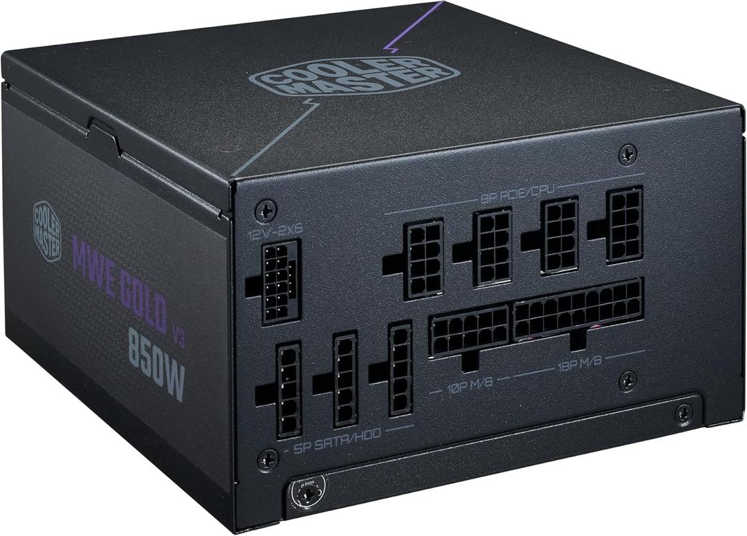 Cooler Master MWE Gold 850 V3 Fully Modular Power Supply 850W 80+ Gold Certified PSU, Cybenetics Platinum, 90 12V-2x6 PCIe 5.1, ATX 3.1 Support, Low Noise Zero-RPM Mode