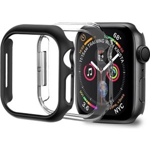 Bumper Case for Apple Watch Series 9 Series 7 8 41mm, Slim Shockproof Protective Bumper Cover for iWatch S9/S8/S7 Accessories 41mm, Black+Clear