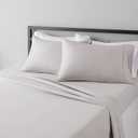 Amazon Basics Lightweight Breathable, Ultra-Soft, Wrinkle-Free Luxury Microfiber 4-Piece Bed Sheet Set with 14-Inch Deep Pockets, Full, Light Gray, Solid