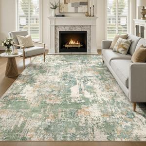9x12 Area Rug Washable Large Neutral Modern Living Room Rugs
