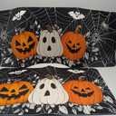 Baccessor Halloween Kitchen Mats Set of 2, Spooky Pumpkins Spider Web Ghost Kitchen Mat Rug Low-Profile Non Slip Absorbent Kitchen Floor Mats for Fall Home Party Decor 17x29 and 17x47 Inch (Black)