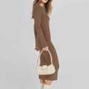 ANRABESS Women Long Sleeve Sweater Dress Crewneck Bodycon Stretch Slim Fit Ribbed Knit Midi Dresses 2025 Fall Trendy Outfits Brown Medium (Brown, M)