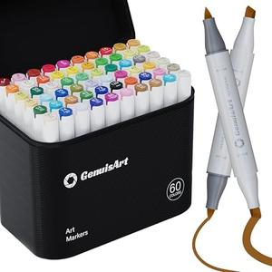 GenuisArt 60 Alcohol Markers,With Bleeding-Proof Drawing Mat,Dual Tips Art Markers for Coloring,Sketching,Card Making and DIY Patinting- Perfect for Painting Enthusiast -Refillable