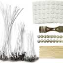 30Pcs Candle Wicks 4 Inch,40Pcs Candle Wicks 6Inch,30Pcs Candle Wicks 8 Inch,100pcs Candle Wick Stickers,Candle Wick Centering Device,20 Pcs Metal Sustainer Tabs,5pcs Candle Wick