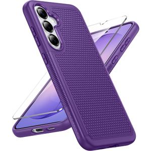 FNTCASE for Samsung Galaxy S26 Case: Military Grade Drop Protection, 14ft Drop Protective, Screen Protector Included, Anti-Slip Tempered TPU+PC Dual Layer Shockproof Phone Case Cover (Purple)